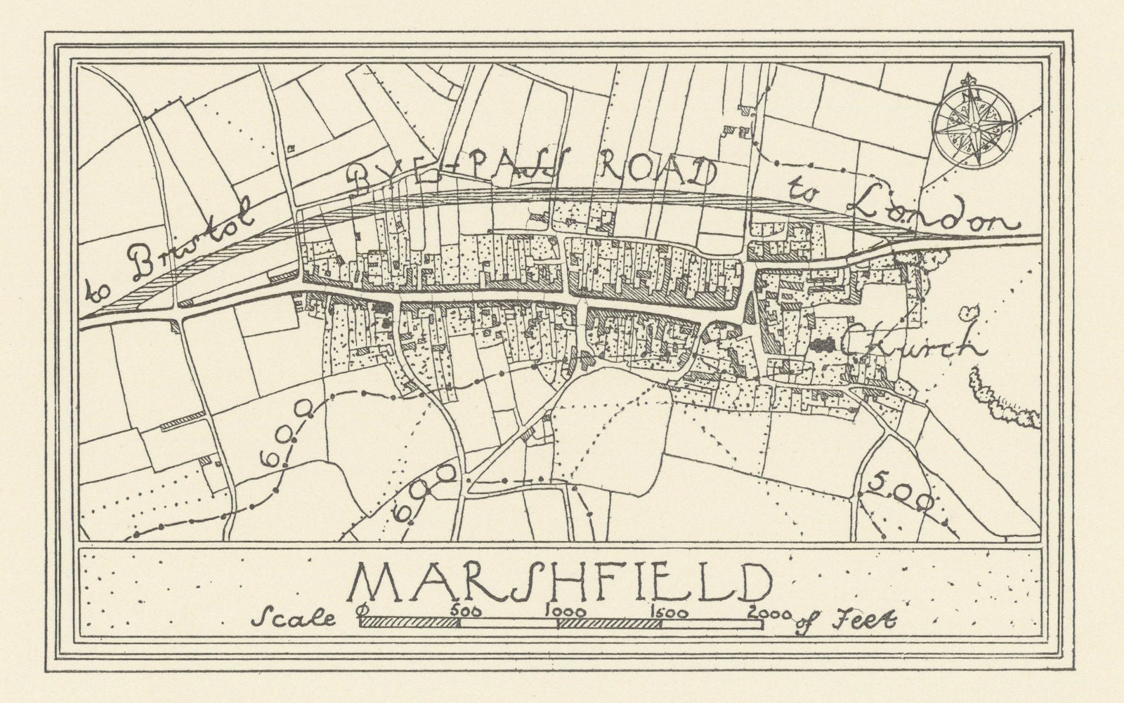 Marshfield town plan by Patrick Abercrombie. Gloucestershire. Cotswolds 1930 map